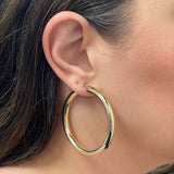 Italian 14k Yellow Gold High Polish 2.1" Diameter Round Hoop Earrings 7.8 grams