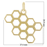 14k Yellow Gold Honeycomb Charm Pendant 27.6mm 2.1 grams