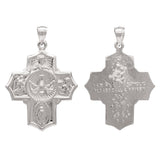 14k White Gold Holy Spirit Scapular Four Way Cross Charm Pendant 5.6 grams - White