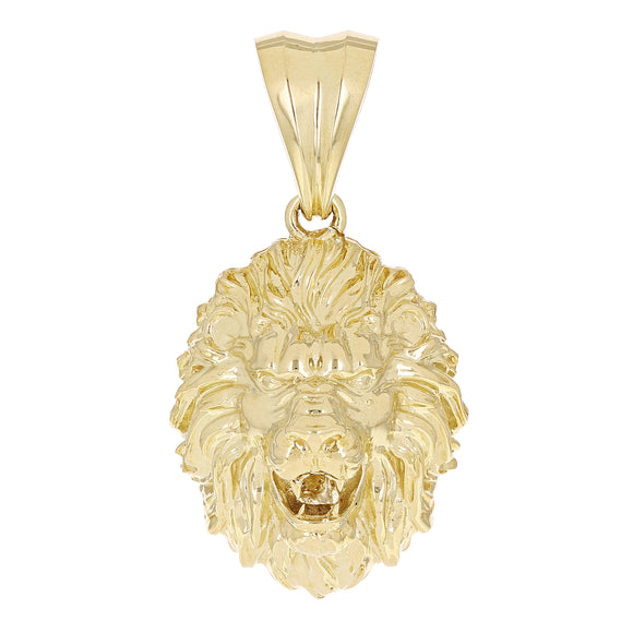 14k Yellow Gold 3D Lion Head Charm Pendant 2.2