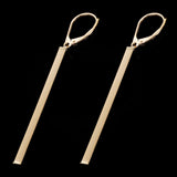 Italian 14k Yellow Gold Square Vertical Bar Dangle Drop Earrings 2.5" 2.9mm 2.4g