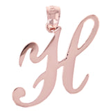14k Rose Gold Initial Letter H Alphabet Charm Pendant - Letter H,Rose