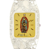 Women's Sterling Silver Nugget Link Wrist Watch Guadalupe Geneve Diamond 7.5-8" 28 grams - 7.5" 28 grams