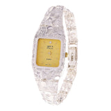 Women's 925 Sterling Silver Nugget Link Geneve Diamond Wrist Watch 7.5-8" 28gram