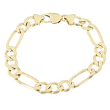 Men's 14k Yellow Gold Solid Figaro Bracelet Link Chain 8.5" 9.6mm 25 grams - 8.5"