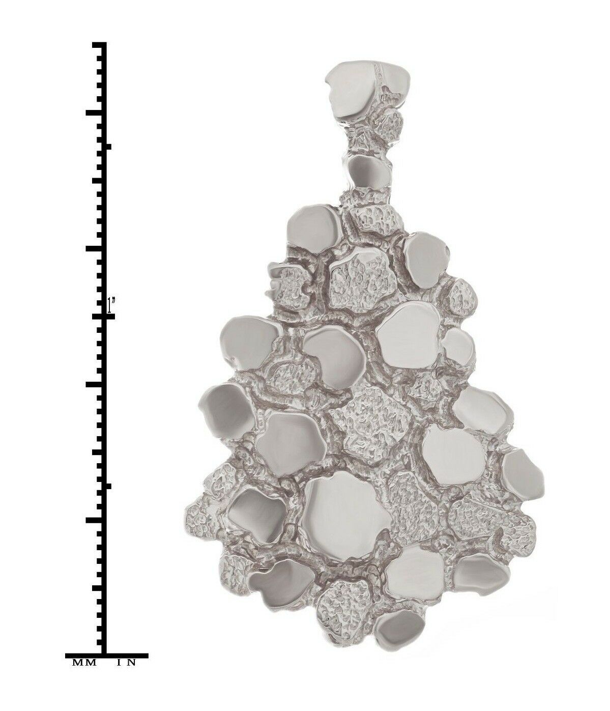 10k White Gold Solid Free Form Nugget Charm Pendant 1.5" 7 grams - White