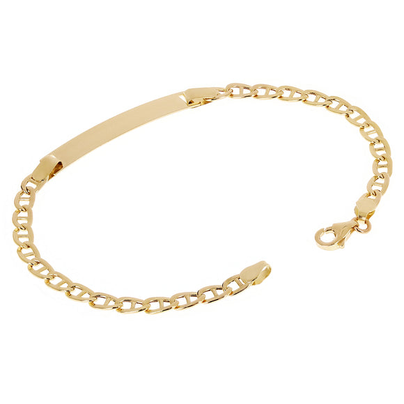 Italian 14k Yellow Gold Engravable Baby Kids Mariner ID Bracelet 5.5