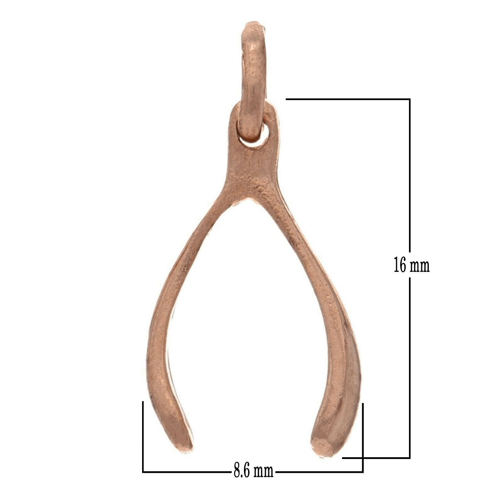 14k Rose Gold Good Luck Wish Bone Charm Pendant 0.8 gram - Rose