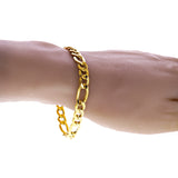 Italian 10k Yellow Gold Hollow Figaro Chain Bracelet 8" 7mm 6.2 grams - 8" 6.2 grams