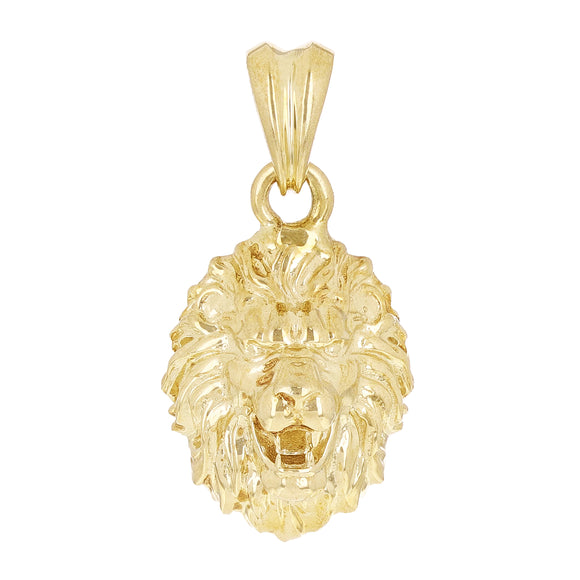 14k Yellow Gold 3D Lion Head Charm Pendant 1.1