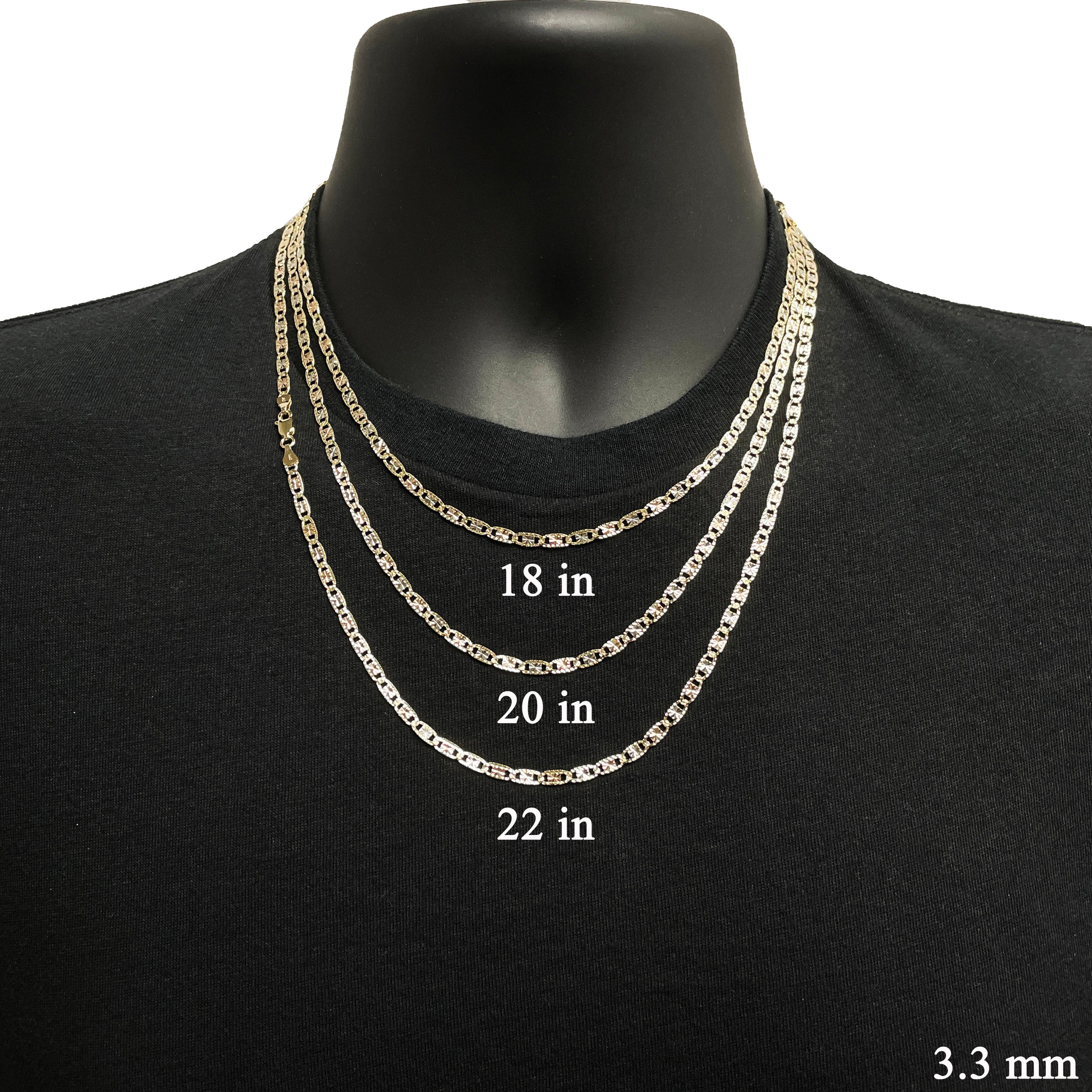 Italian 14k Tri-Color Gold Diamond Cut Valentino Chain Necklace 18" 3.3mm 7 grams - 18" 7 grams