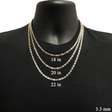 Italian 14k Tri-Color Gold Diamond Cut Valentino Chain Necklace 18" 3.3mm 7 grams - 18" 7 grams