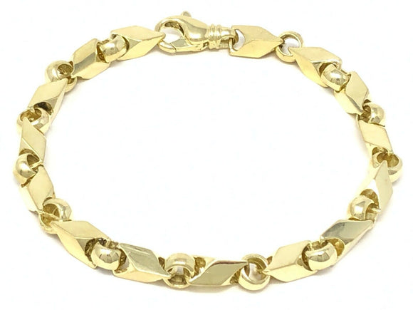 Men's 18k Yellow Gold Solid Handmade Fashion Link Bracelet 8