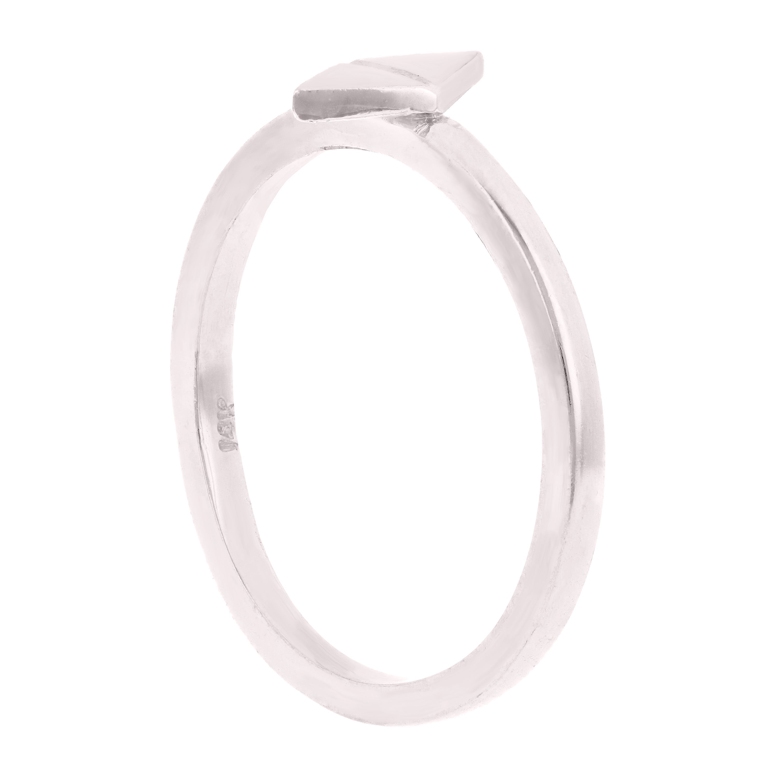 14k White Gold Geometric Triangle Stackable Ring 2 grams Size 6.5 - White