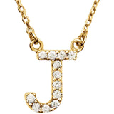 14k Yellow White or Rose Gold Diamond Initial Letter J Pendant Necklace 18" - Letter J,Yellow