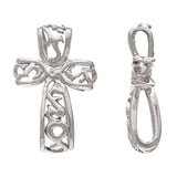14k White Gold Detailed Filigree 3D Cross Religious Charm Pendant 2 grams - White