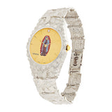 925 Sterling Silver Nugget Link Band Geneve Guadalupe Diamond Watch 7-7.5" 42 grams - 7" 42 grams