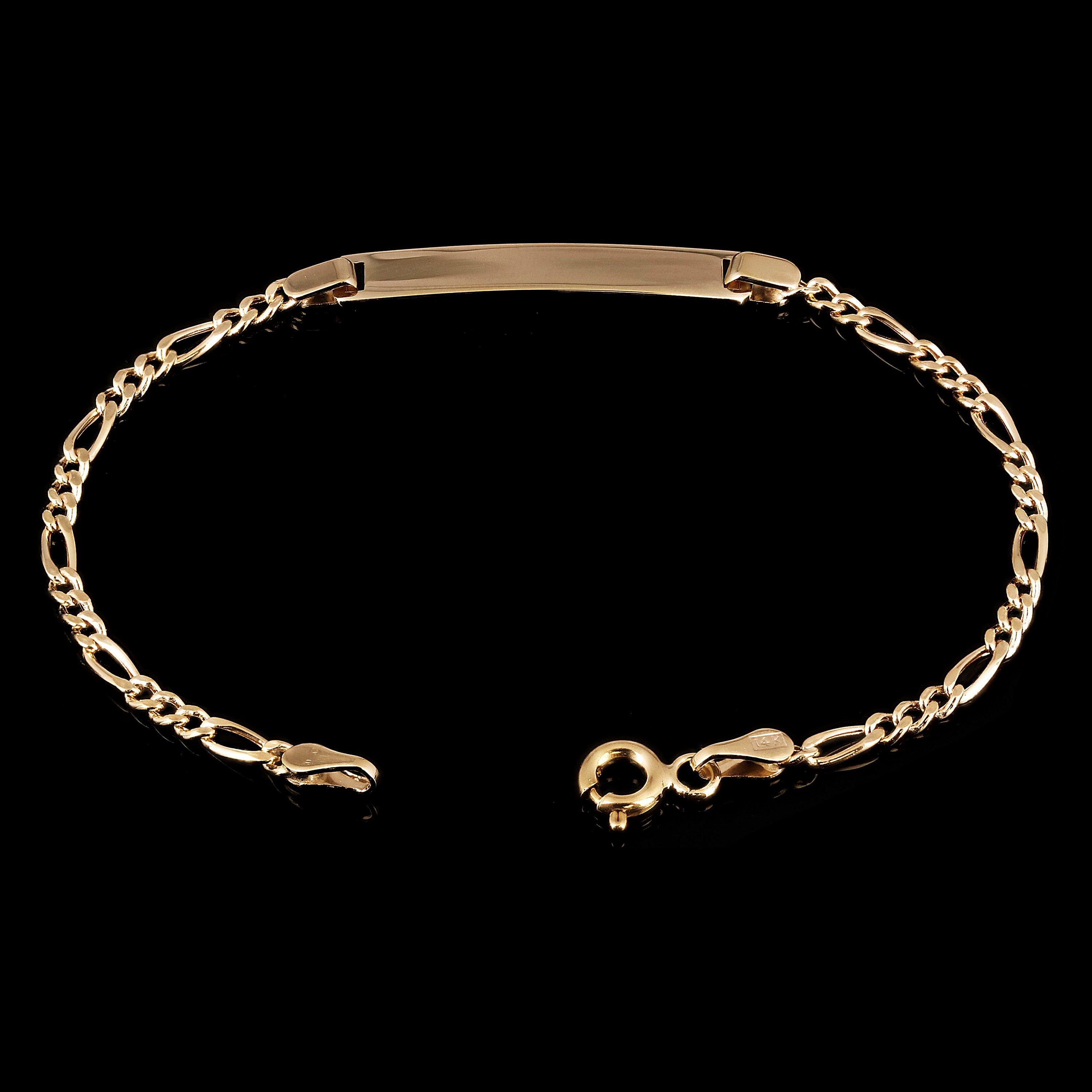 Italian 14k Yellow Gold Figaro Baby ID Bracelet Engravable 5.5" 4mm 1.7 grams