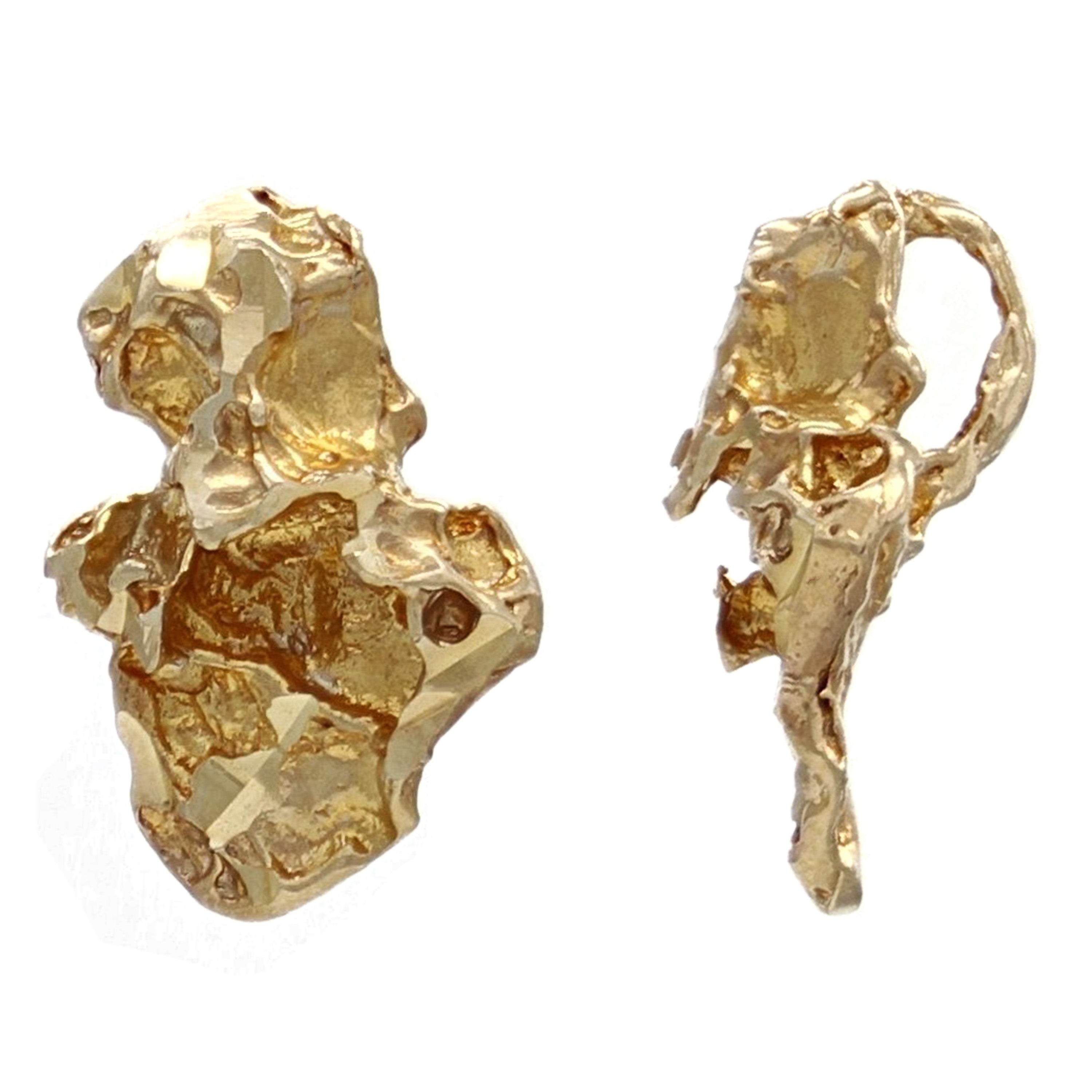 14k Yellow Gold Solid Small Free Form Nugget Charm Pendant 1.1 grams - Yellow