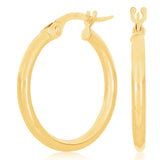 Italian 14k Yellow Gold High Polish 2mm 0.75" Diameter Round Hoop Earrings 1.1g