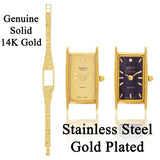 Women's 14k Yellow Gold Nugget Link Wrist Bracelet Geneve Watch w/ Diamond 6.5" - 6.5" 27.2 grams