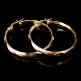 Italian 14k Tri-Color Gold Satin Twisted Hoop Earrings 1.2" 3.5mm 2.4 grams