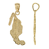 14k Yellow Gold Mexico Charm Pendant Travel Souvenir Country Map 1.3" 1.7 grams - Yellow