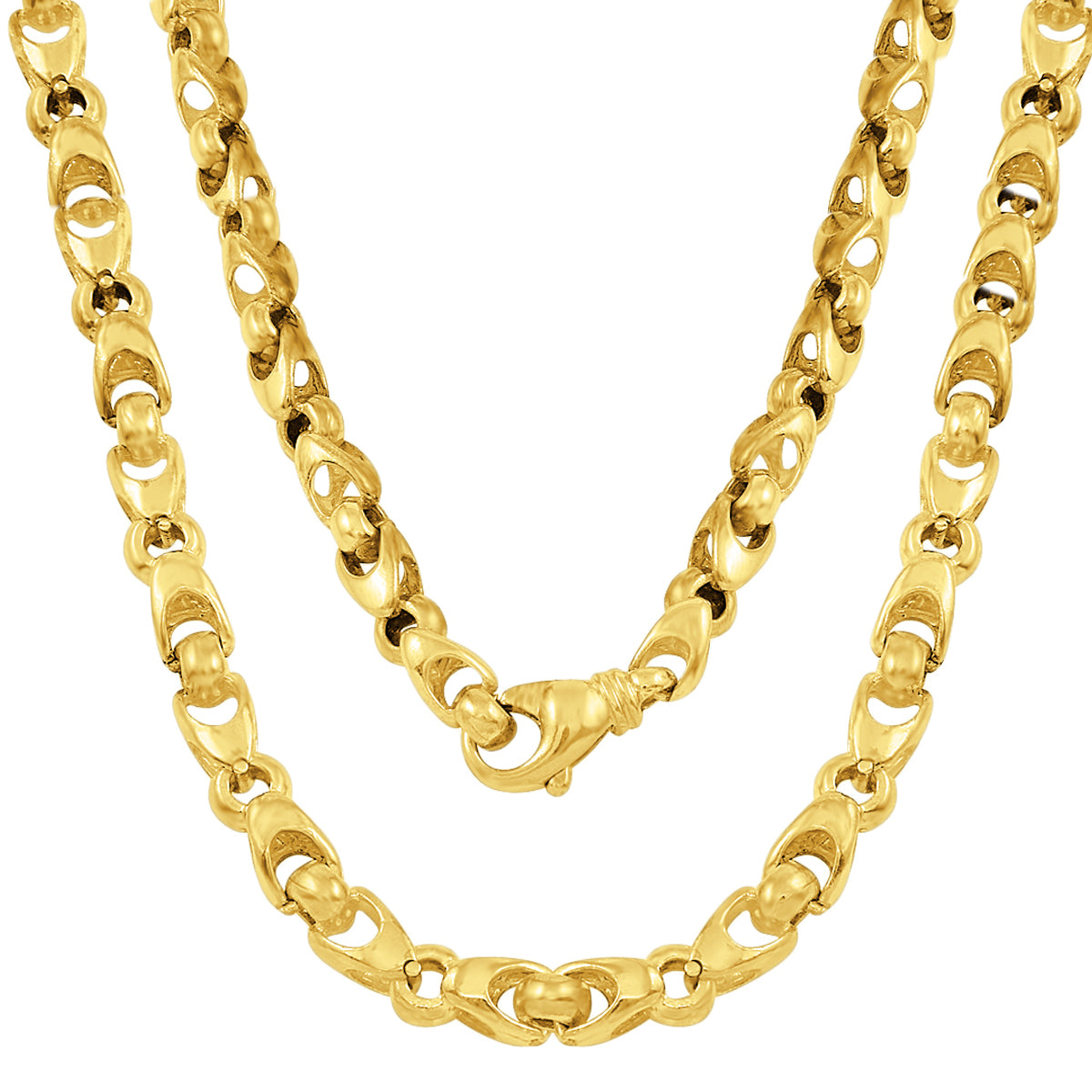 14k Yellow Gold Handmade Fashion Link Necklace 16" 6.56mm 46.4grams - Yellow,16"