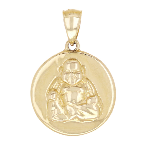 14k Yellow Gold Buddha Medal Charm Pendant 3.5 grams