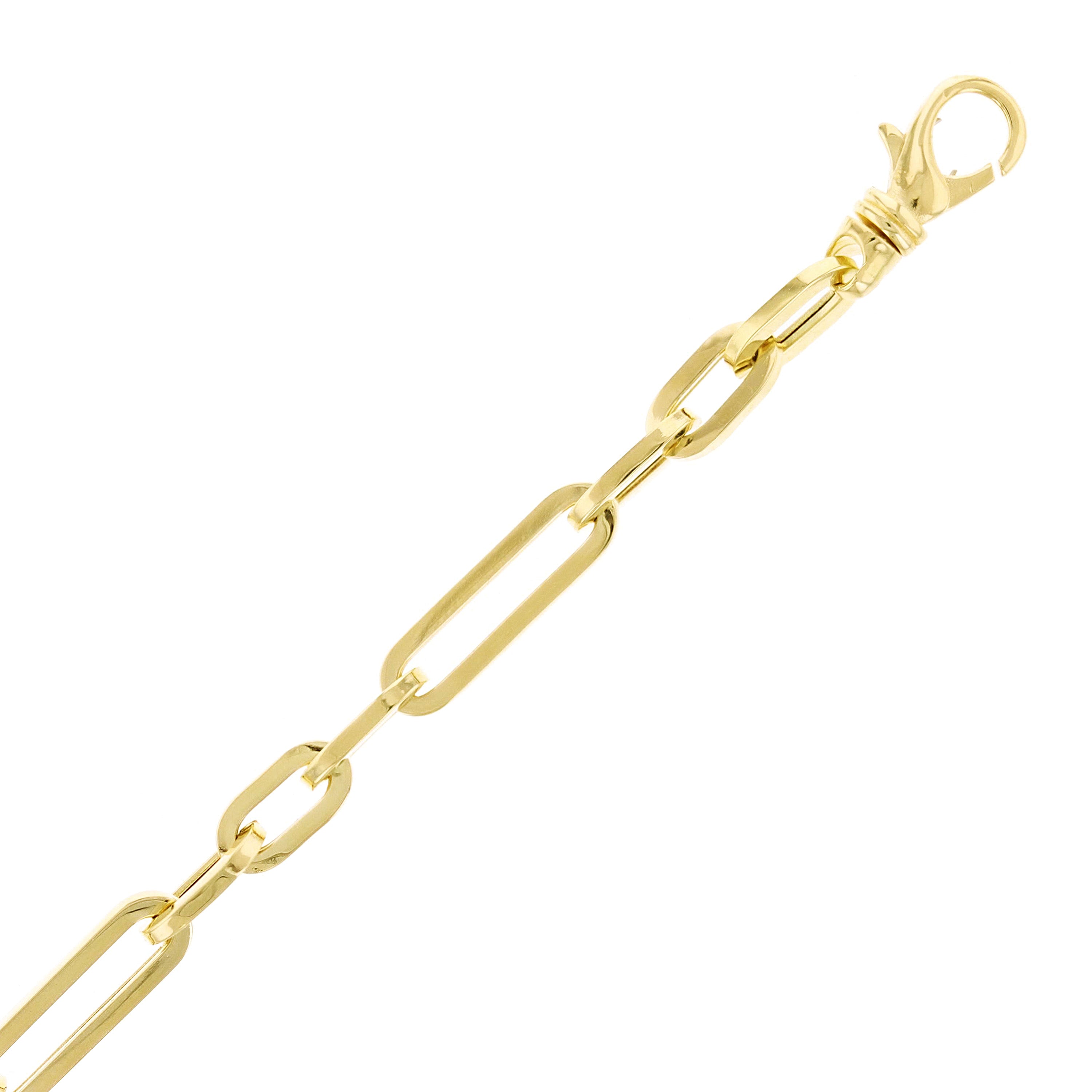 Italian 14k Yellow Gold Hollow Oval Paper Clip Links Bracelet 7.5" 6.2mm 6.9 grams