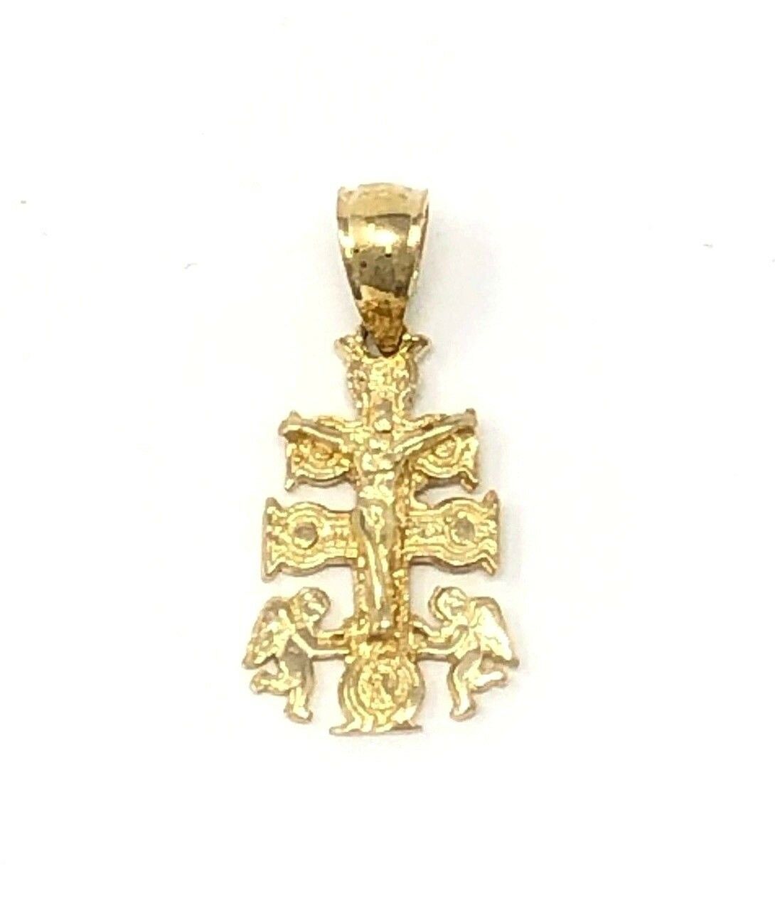 14k Yellow Gold Angels Caravaca Crucifix Cross Charm Pendant 1.1 grams