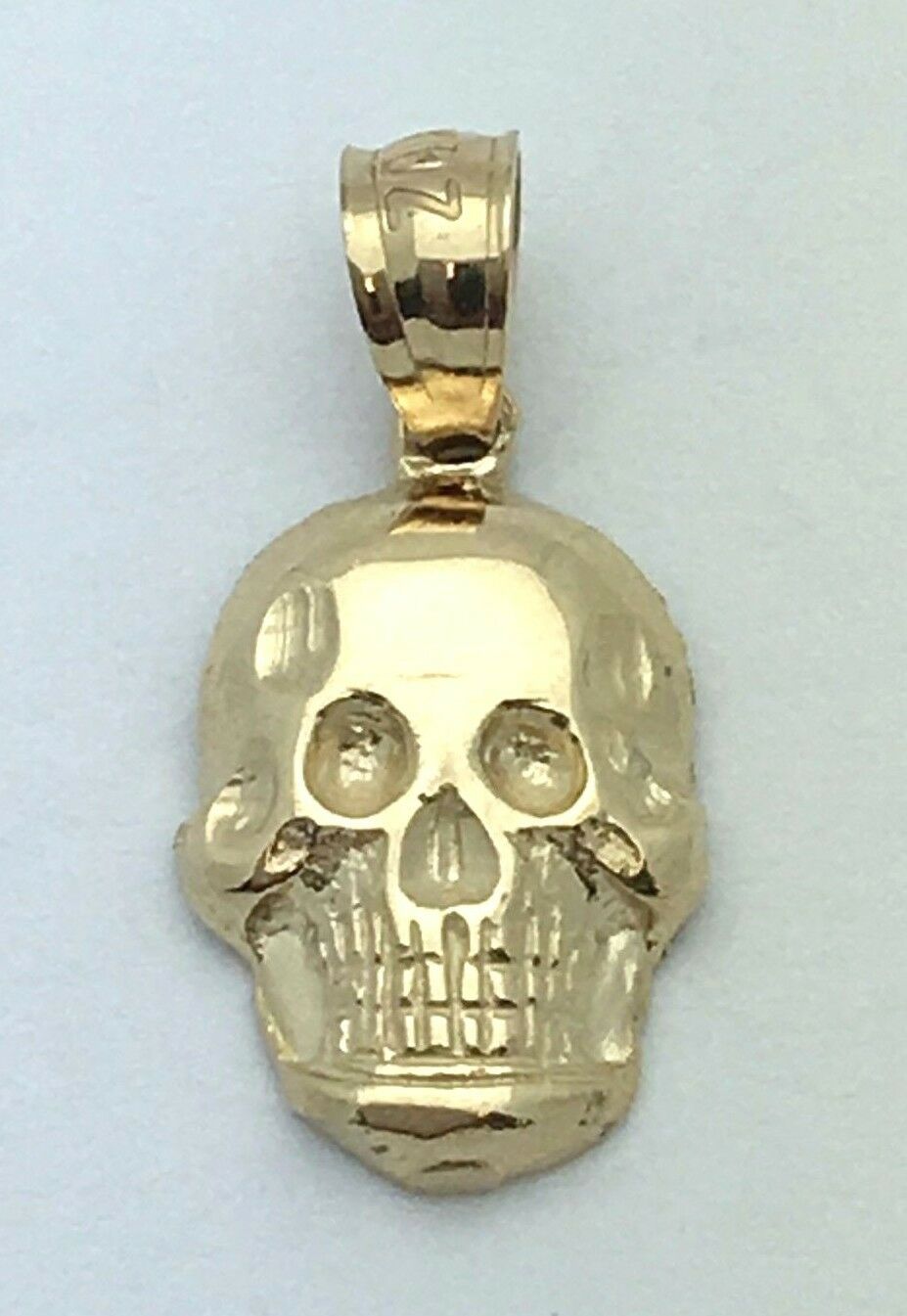 14k Yellow Gold Solid Small Skull Charm Pendant 1.4 grams
