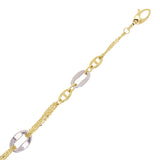 Italian 14k Two Tone Gold Oval Link Chain Bracelet 7.5" 9.7mm 5.7 grams