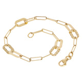 Italian 14k Yellow Gold High Polished & Diamond Cut Paperclip Link Bracelet 7"