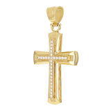 14k Yellow Gold 0.99ctw Big Cross Diamond Pendant 2.6" 23.3 grams