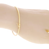 New Italian 14k Yellow Gold Hollow Tube Plain Oval Hinged Bangle Bracelet 7" 2mm