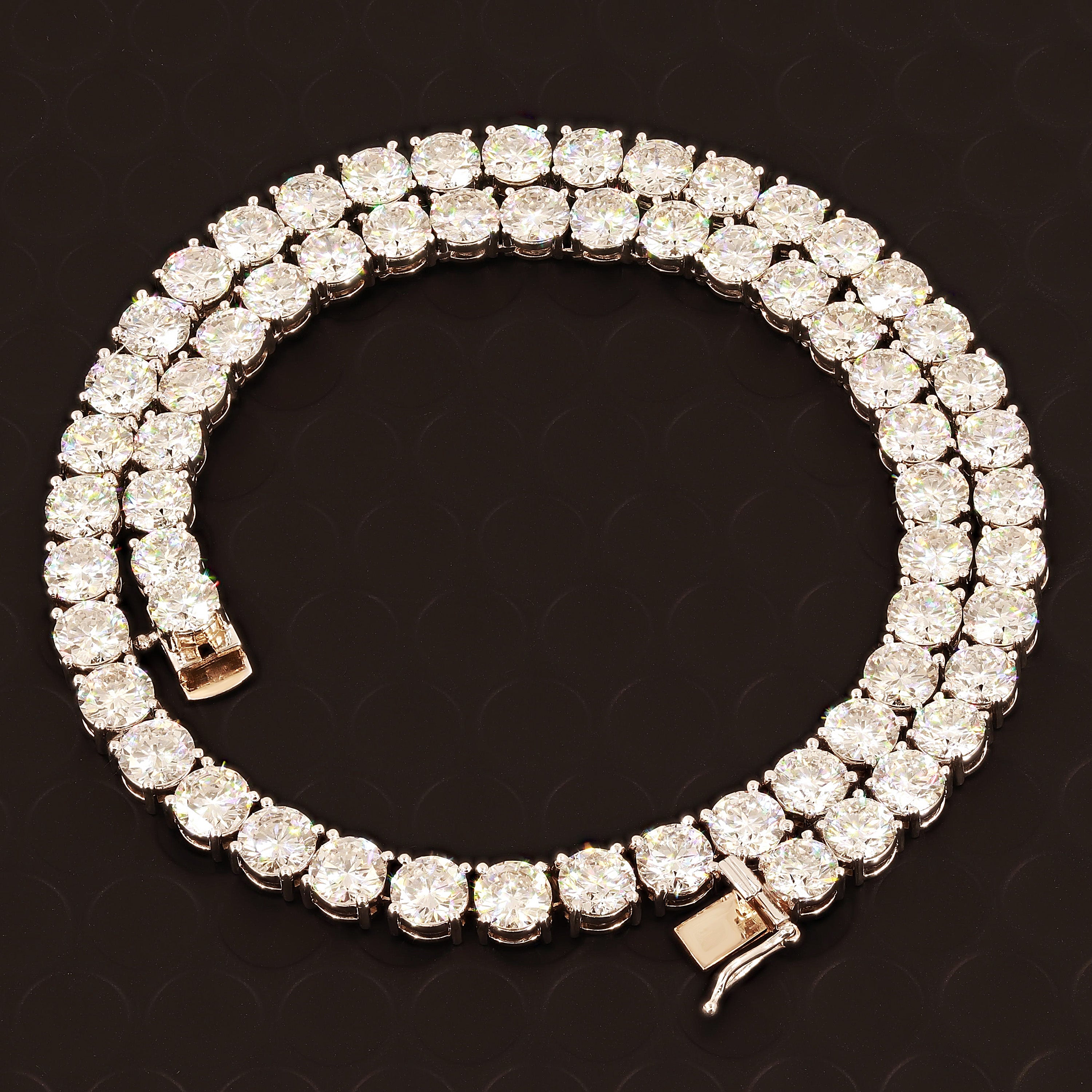 14k White Gold 63 Round 74.66 CTW Lab-Grown Diamond Tennis Necklace 17" 7mm 62.1 grams