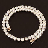 14k White Gold 63 Round 74.66 CTW Lab-Grown Diamond Tennis Necklace 17" 7mm 62.1 grams