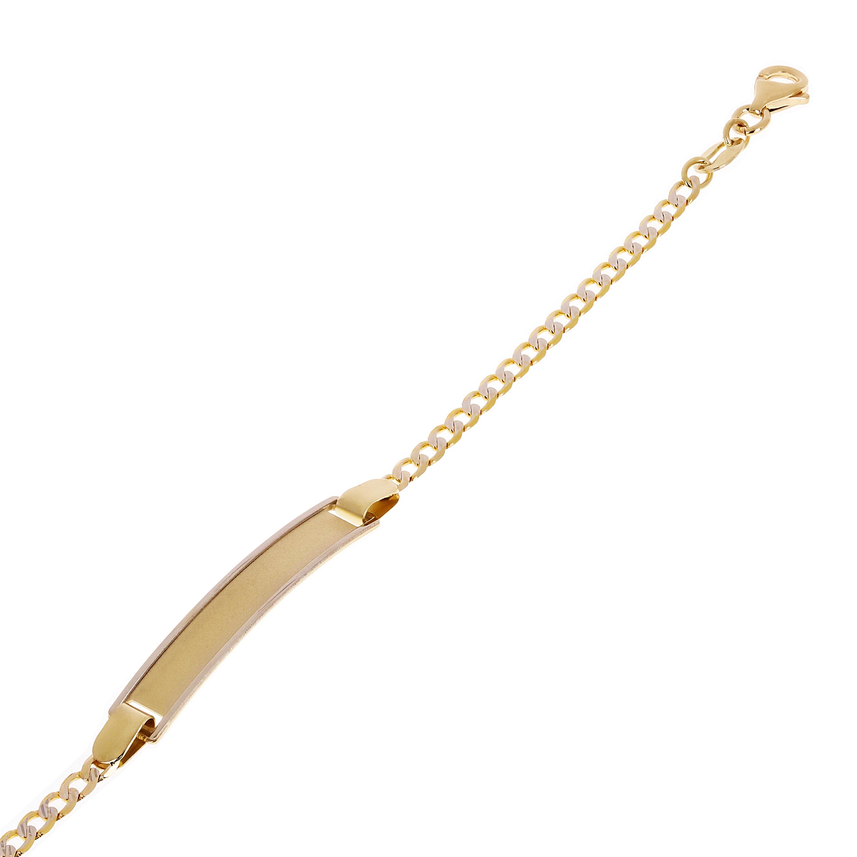 Italian 14k Two Tone Gold Engravable Baby Kids ID Cuban Bracelet 6.25" 2.5 grams