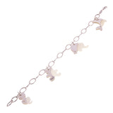 14k White Gold Mother of Pearl Animal Charm Bracelet 7.5" - Animal