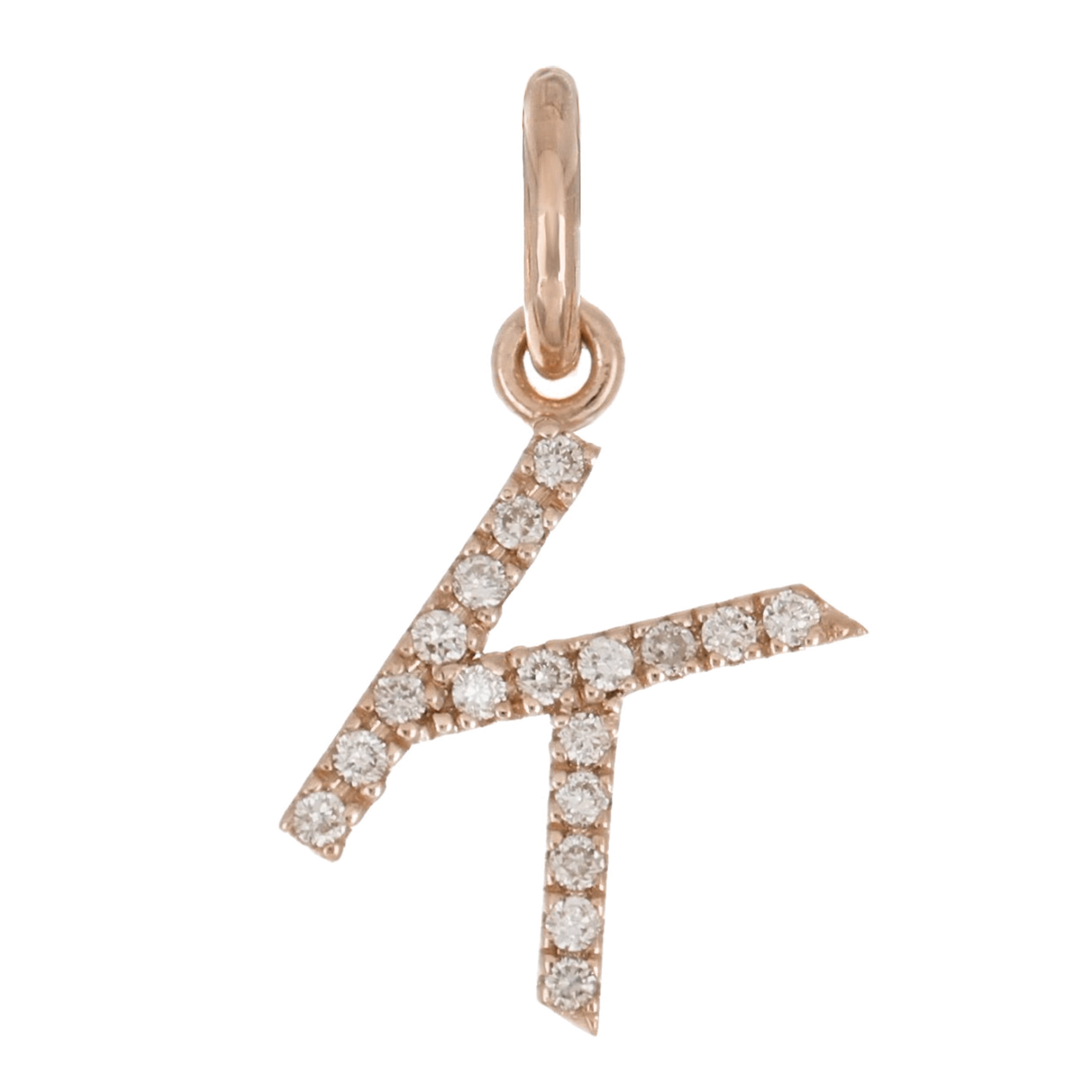 14k Rose Gold Diamond Initial Letter K Charm Pendant - Letter K,Rose