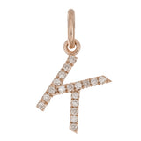 14k Rose Gold Diamond Initial Letter K Charm Pendant - Letter K,Rose