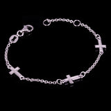 Italian 14k White Gold Sideways Cross Baby Kids Rolo Bracelet 5.5" 5.5mm 1.8g