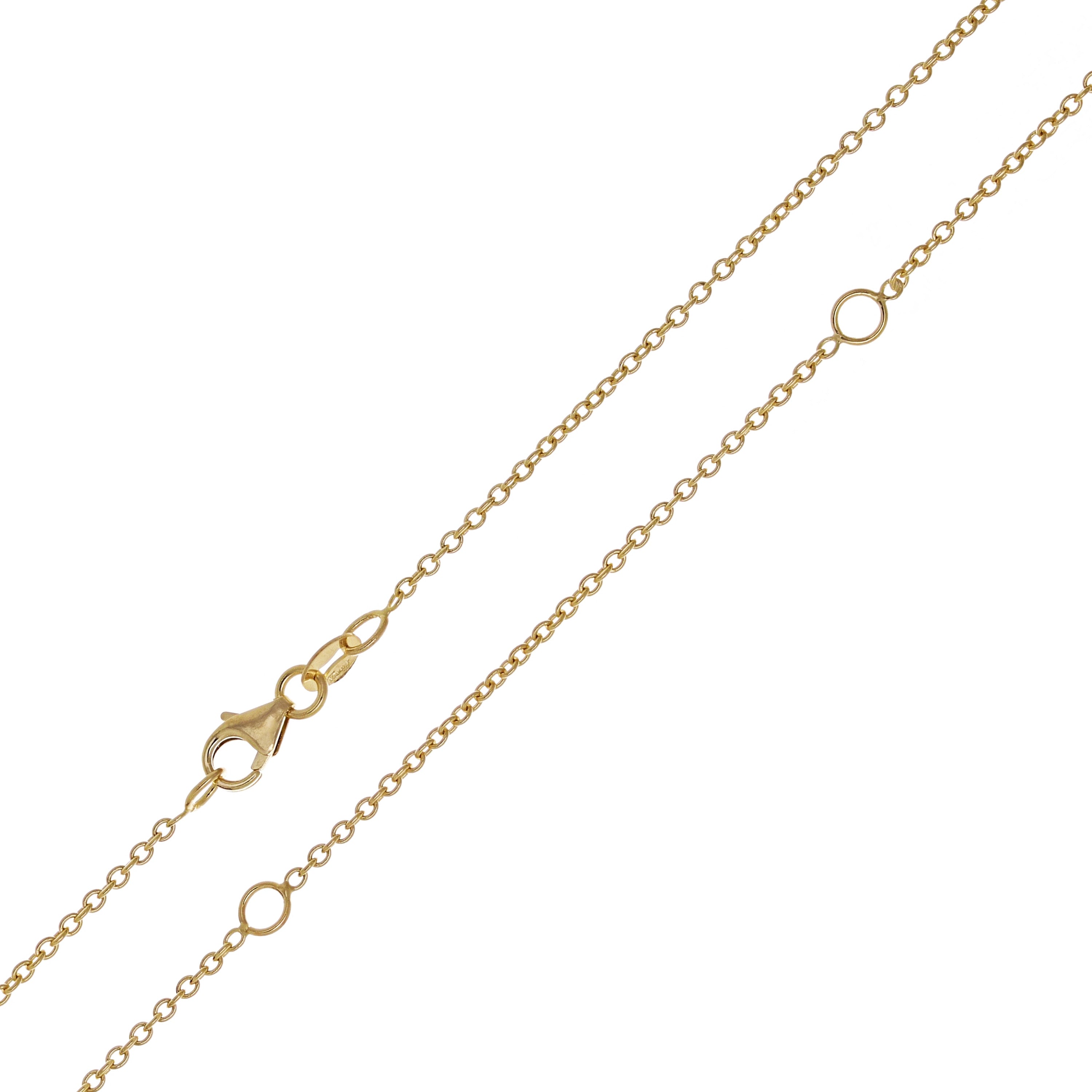 Italian 14k Yellow Gold Rolo Chain Necklace Adjustable 16-20" 1.35mm 2.6 grams - 2.6 grams