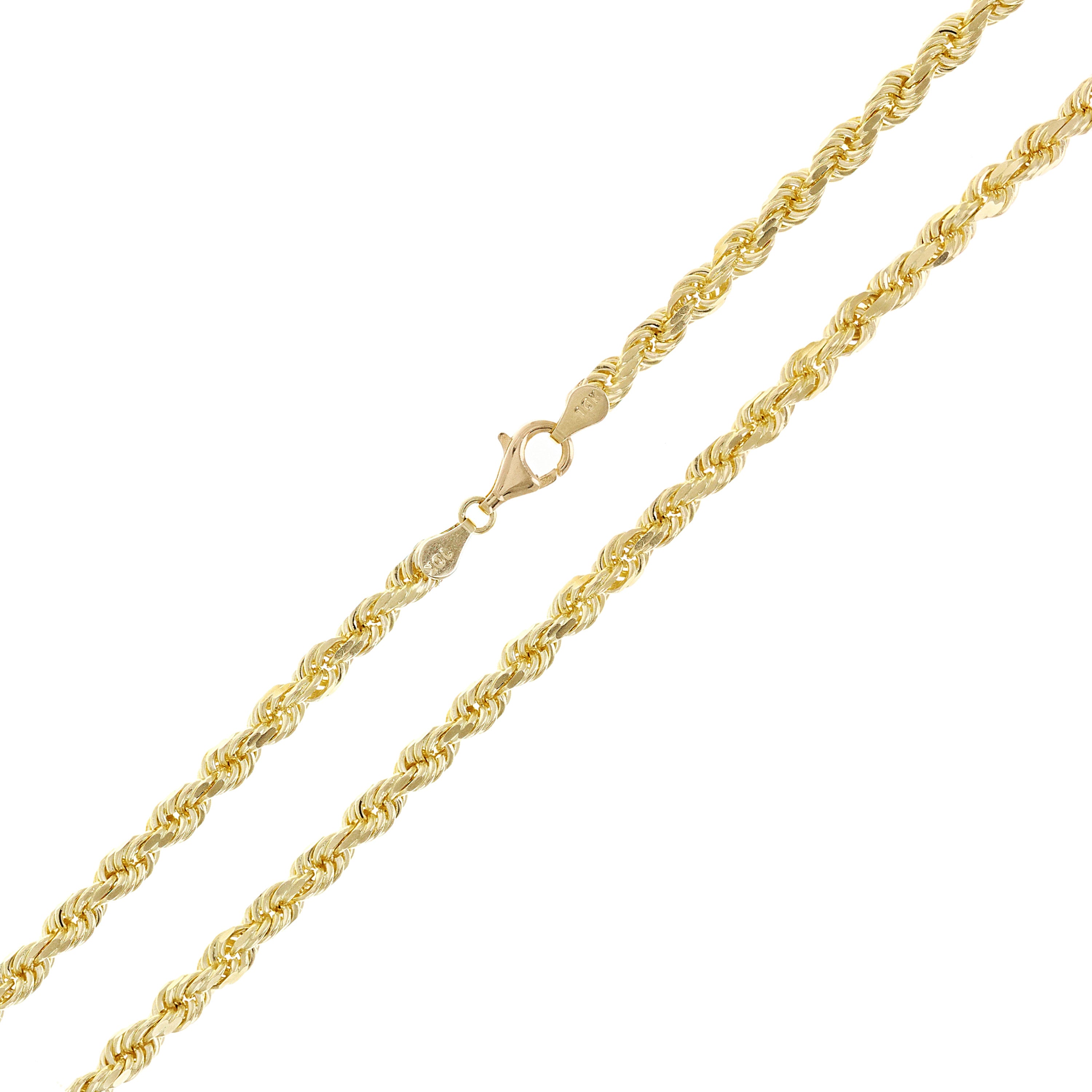 10k Yellow Gold Solid Diamond Cut Rope Chain Necklace 5mm 20" 31.4 grams - 20" 31.4 grams
