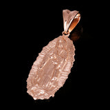 10k Rose Gold Virgin Mary Lady of Guadalupe Charm Pendant 2.8" 16 grams - Rose