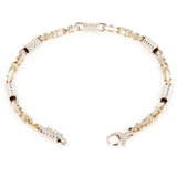 10k Yellow & White Gold Handmade Spring Barrel Link Bracelet 7" 7mm 20.1 grams