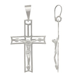 14k White Gold Jesus Christ Crucifix Cross Religious Charm Pendant 2.4 grams - White