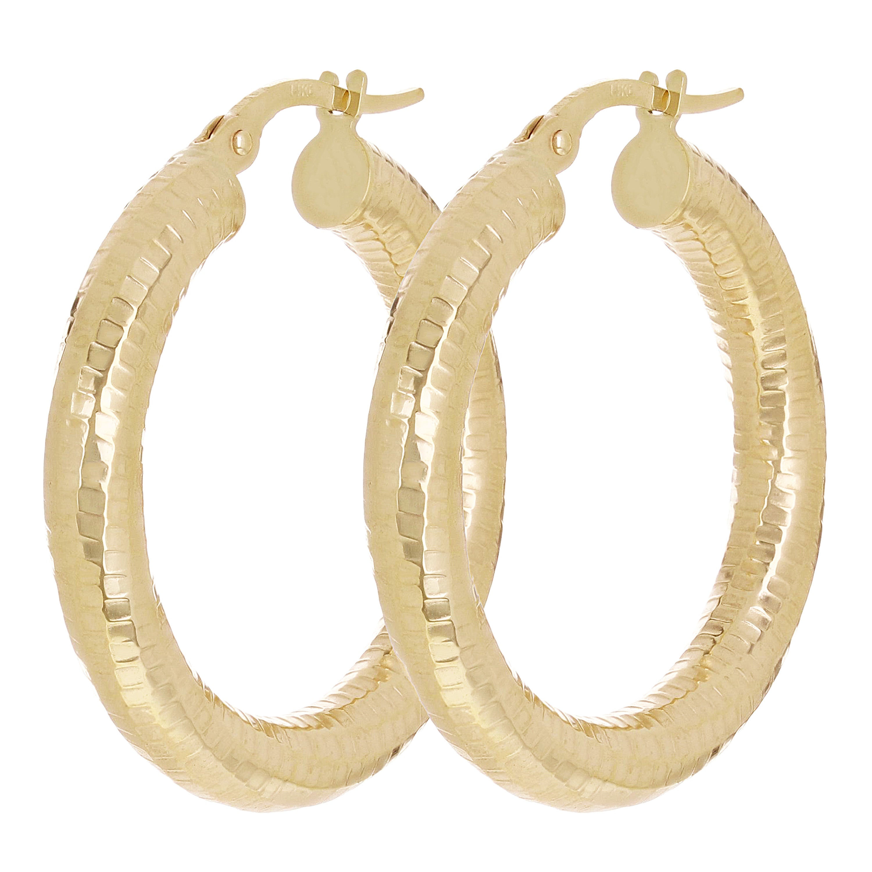 Italian 14k Yellow Gold Honeycomb Hollow Round Hoop Earrings 1.2" 4mm 3.5 grams