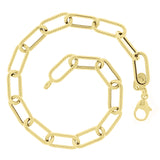 Italian 14k Yellow Gold Hollow Twisted Paper Clip Link Bracelet 8.75" 6.4mm 4.3g
